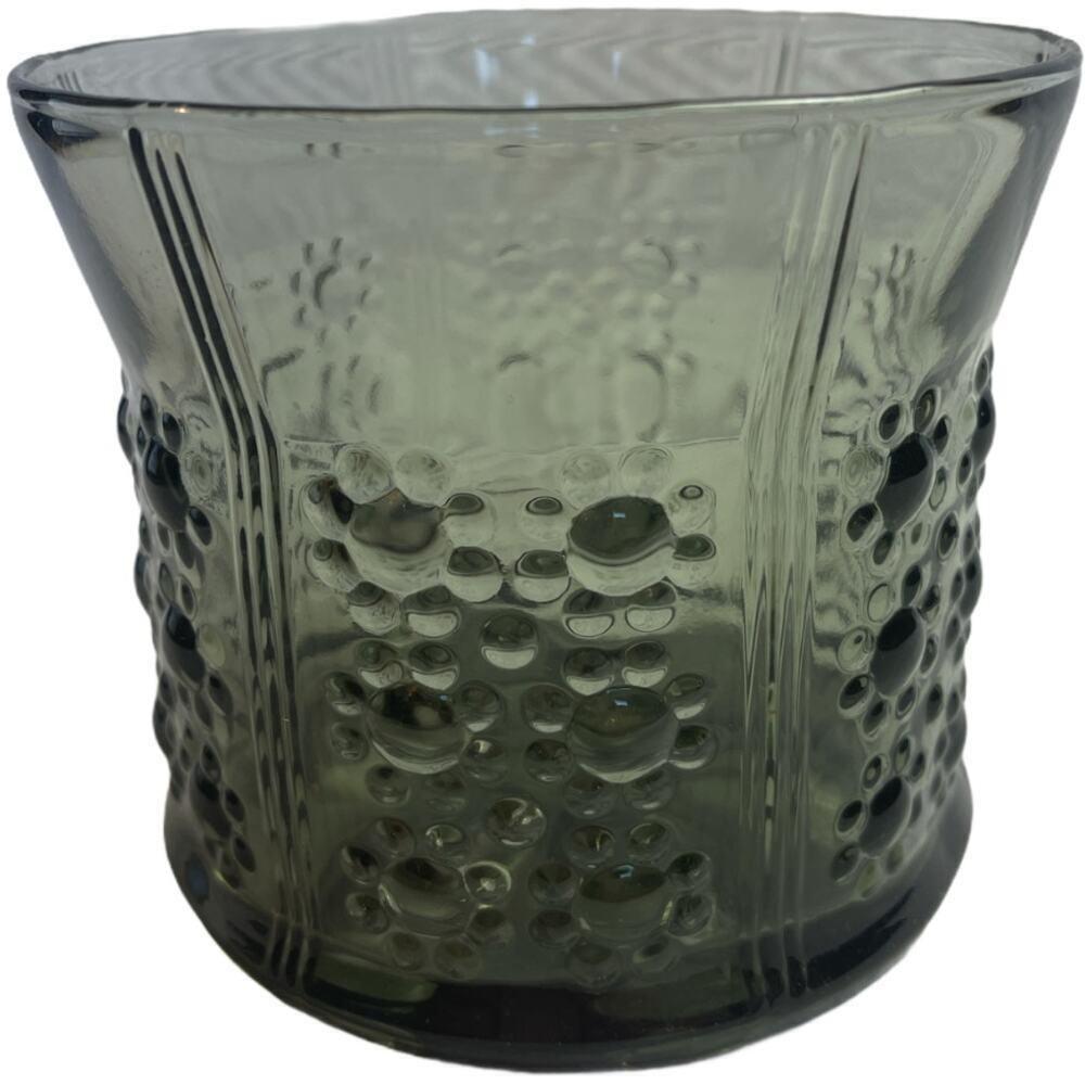 Vintage 1970's Orrefors Sweden Flora Mini Vase Smoke Gray Green Glass